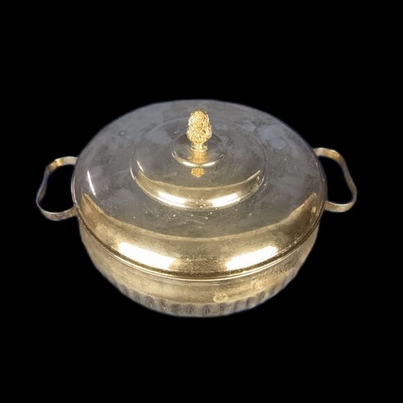 Silver Plated Serving Dish Vintage Pot With Lid And Handles Lidded Ornament Top - Picture 9 of 9